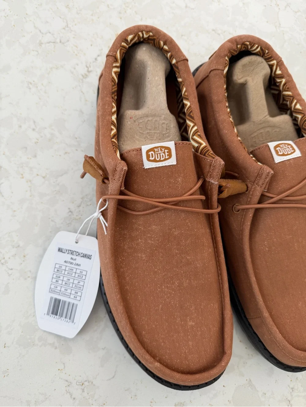 Hey Dude Men’s Rust Brown Canvas Slip-On Loafers size 13 new